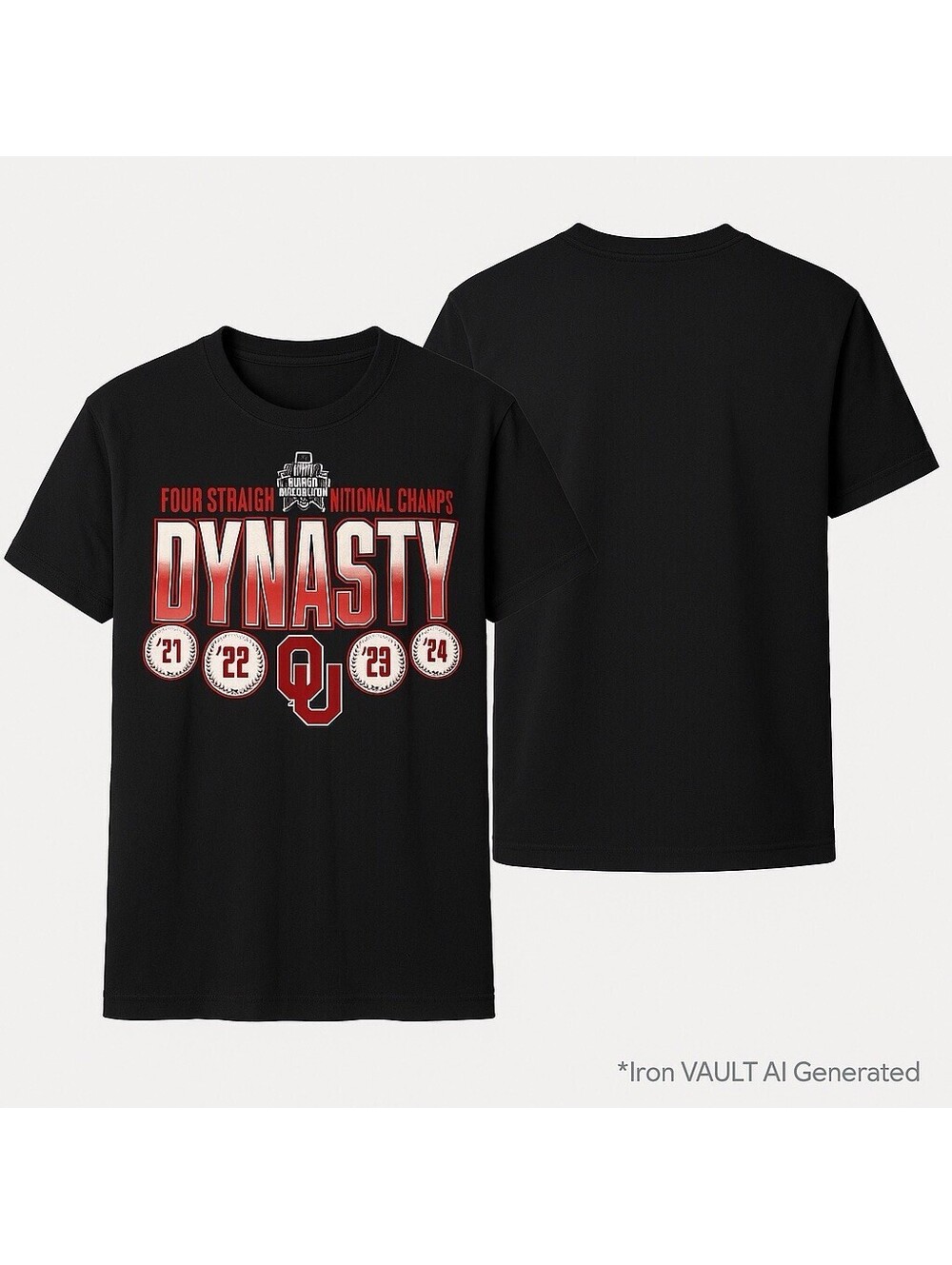 Oklahoma Sooners Dynasty Fanatics Small Black T Shirt Four Time Champs 2021 2024